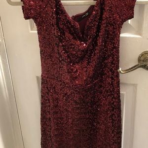 Red sequined cocktail dress